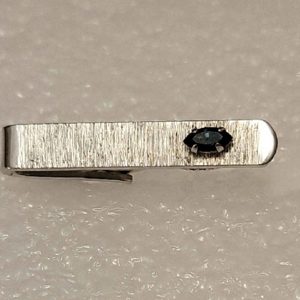 Silver Tie Clip with Black Accent